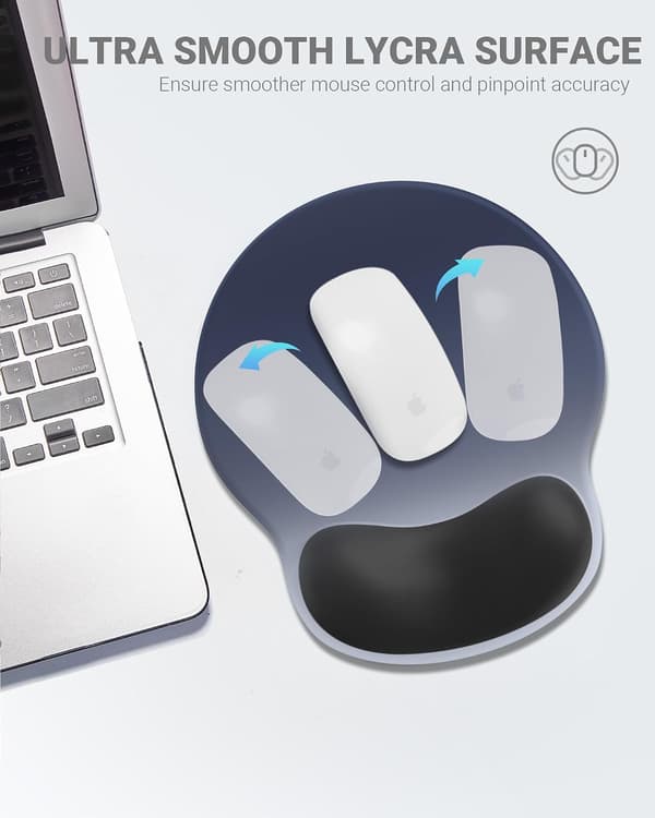 Ergonomisk musepude håndledsstøtte, behagelig musepude håndledsstøtte, lindrer håndledssmerter gel musepude, skridsikker gummibase musemåtte til bærbar computer, computer (Gradient Blå Sort)