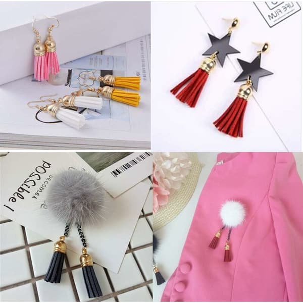 Tofspänne i läder, 120-pack Mini Faux Suede Tofspänne Tofspänne i mocka