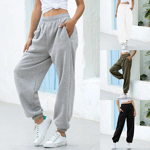 2022 Sweatpants til kvinder, afslappede løse Harem-bukser, ensfarvede, moderigtige Hip Hop-bukser med høj talje