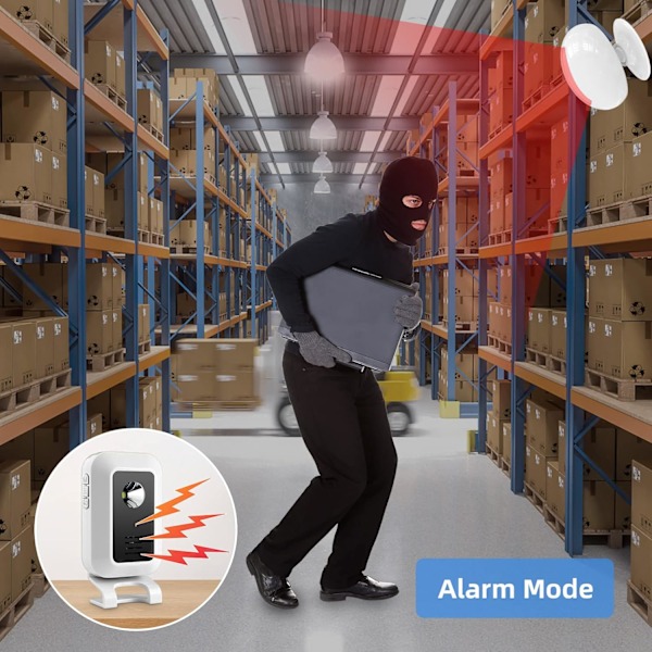 Bevægelsesdetektor Alarm Indgangsalarm - Trådløs Dørklokke med 60 Ringetoner Butik/Marked/Kontor Buzzer Detektor 120dB Sikkerhedsalarm, Batteridrevet