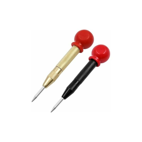 2 stk. Automatisk centerpunch 13cm stål Automatisk centerpunch Justerbar Slagcenterpunch Automatisk med hætte Præcision Automatisk centerpunch til metal træ- Gylden， Sort