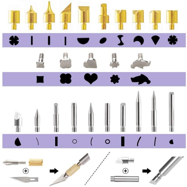 Träpyrografi-kit, etsningsverktygssats, 54 st träpyrografi-kit 60 W justerbar