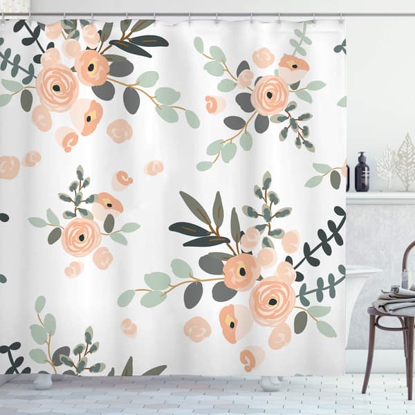 Gul blomstermønstret bruseforhæng, 100cm*180cm