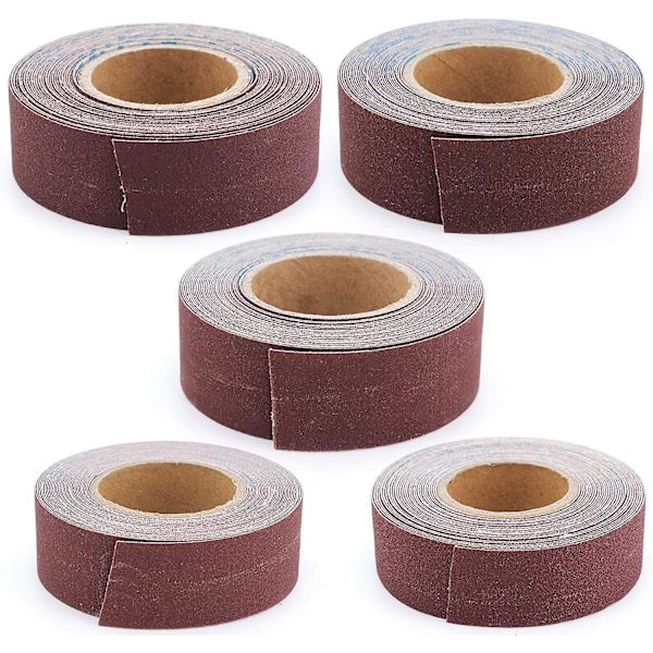 6 meter rulle sandpapir, 150/240/320/400/600 grit, 5 ruller slibebånd, tør