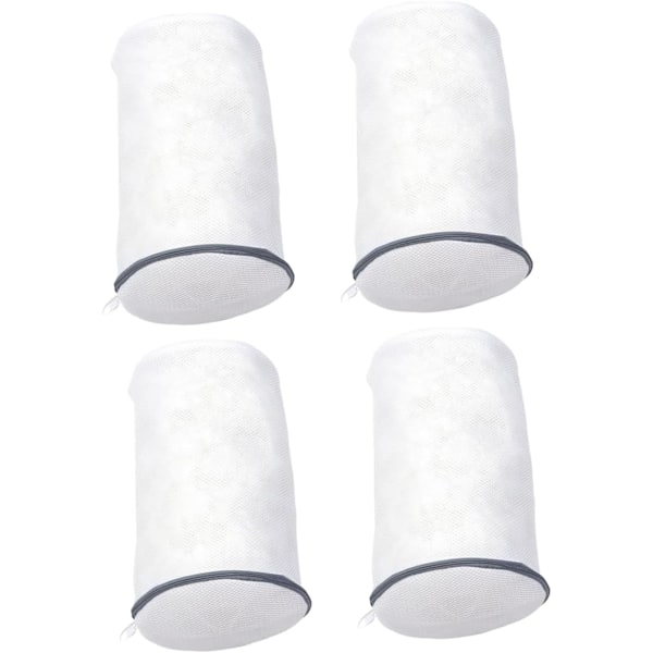 4 stk Skopose Mesh Tørkenett Vask Toalettsak Pose Sokker BH Mesh Sikker Vaskpose Hvit Sylinder Vaskpose Polyester