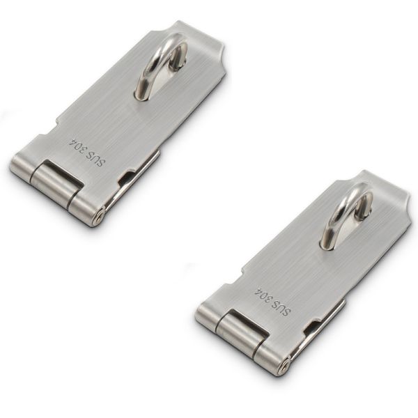 2 st kraftiga hasp- och clipslås, dörrlås i rostfritt stål, dörrspänne, 4 tum