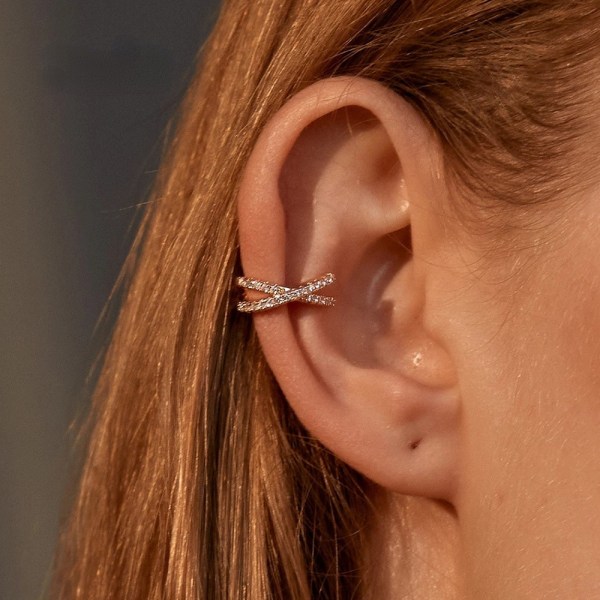 2 st Punk Guld Metall Öronmanschett Öronklämma för Kvinnor Ingen Piercad C-form Geometrisk