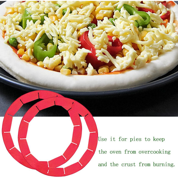 2-pakning Pie Crust Shields Justerbar Baking Crust Protector Silikon Pie Pro