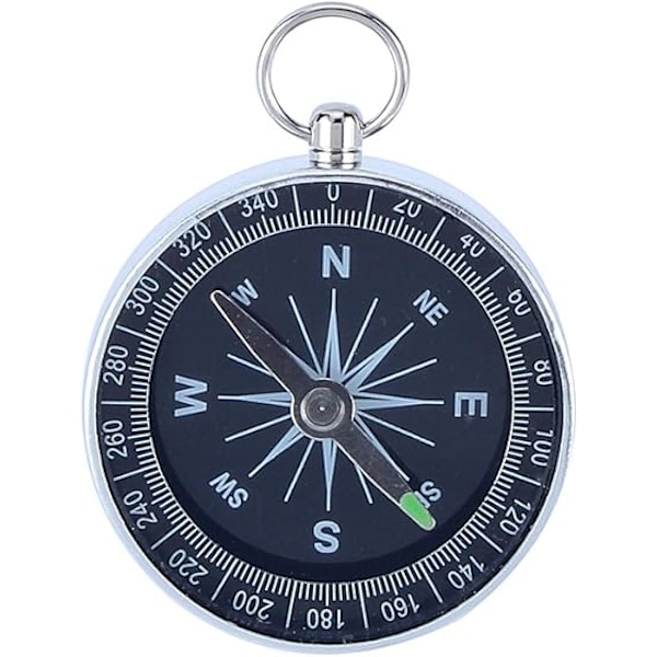 Kompass med vit urtavla, 44 mm bärbar fickkompass i aluminium, hög precision överlevnadskompass för utomhuskameror, sportnavigering (2-pack)