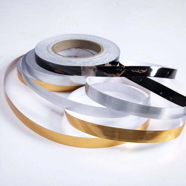 Självhäftande kakeldekorativ tejp, för golv, väggar, tak, dörrar och fönster, hemdekoration (0,5 cm x 50 m), guld