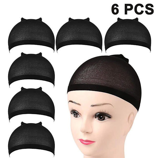 6 stk strømpeparykkluer Lysebrun parykklue for lace front parykk SilkBlack