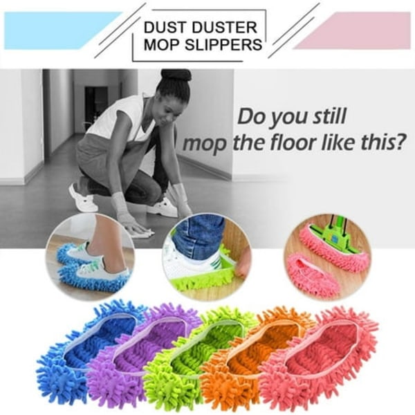 Tofflor Cover Dust Duster Tofflor Rengöring Golv Hus Tvättbar 10