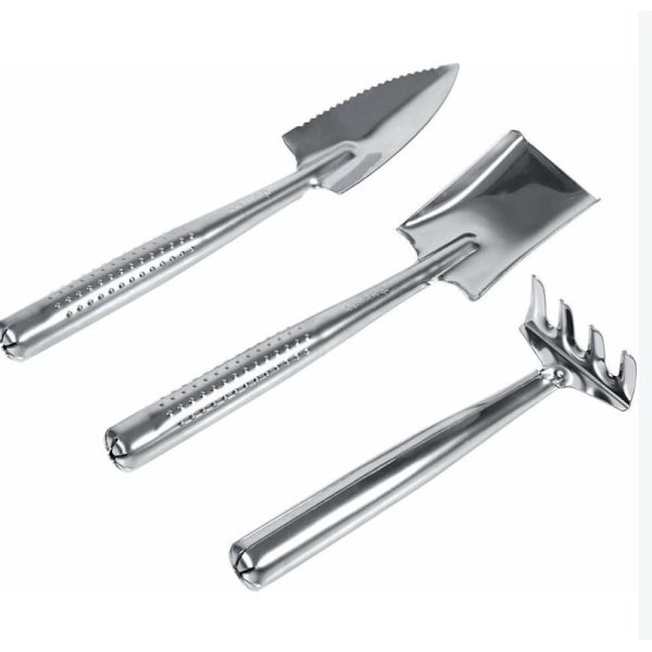 3X Muovi/Ruostumaton teräs Lapio Spade Harava Kahva Mini Puutarha Kasvi Työkalu