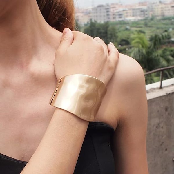 Bangles Armbånd til Kvinder, 18K Guldbelægning Chunky Poleret-Finish Håndled