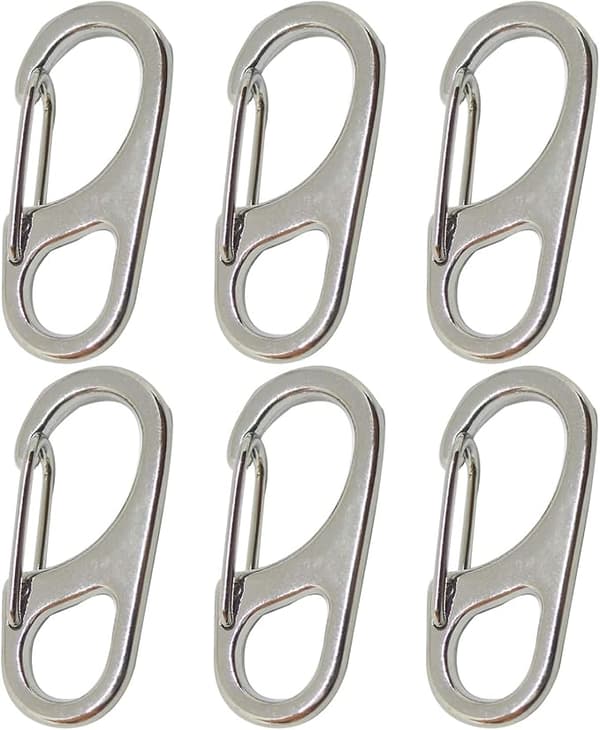 12 st, silver, 32*15*2,6 mm, små karbinhakar med fast öga