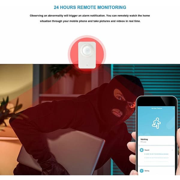 Bevægelsessensor, Gratis installationsapp-kontrol Overvågning PIR-sensor til
