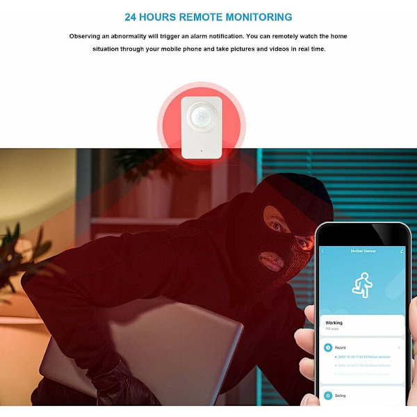 Bevegelsessensor, gratis installasjonsappkontroll Overvåking PIR-sensor for