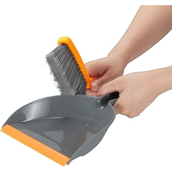 Mini støvbørste og fejesæt, hjem, børn, camping, udendørs, kontor, køkken, grå og orange (10\")