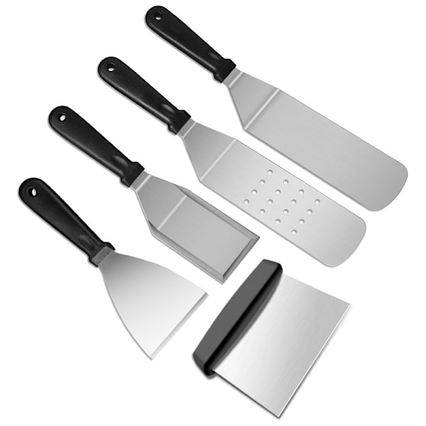 Sæt med 5 køkkenskeer i rustfrit stål til grillning og skrabning af pandekager