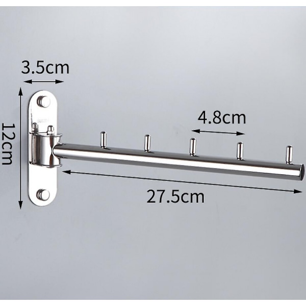 Rostfritt Stål Hem Väggmonterade Klädhängare Rack Hook W/Swing Arm Ball Holder