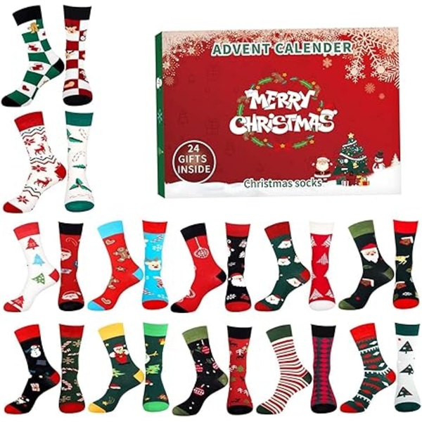 Advent Calendar 2024 24Pcs Christmas Advent Calendar For 14+ Mix & Match Socks Advent Calendar 2024 With Festival Patterns Unisex Advent Calendar For