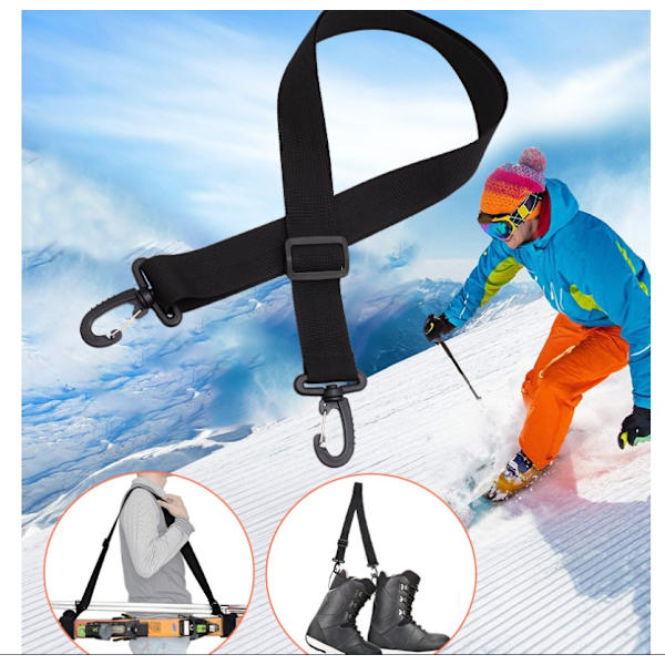 Skistøvle og snowboardstøvle bærerem skulderstrop slynge snor til kvinder mænd snowboarding skiløb tilbehør sort