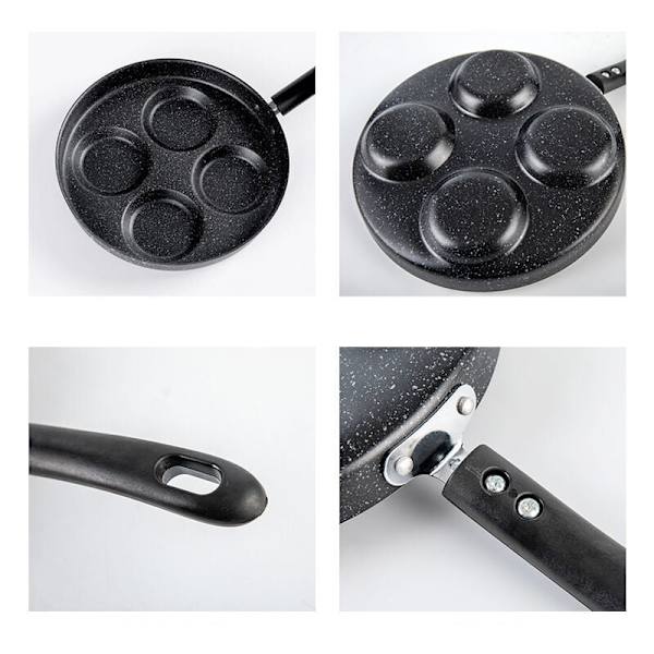 Fyra-koppars äggpanna, Maifan sten non-stick panna, multifunktionell äggpanna, kompatibel med alla värmekällor