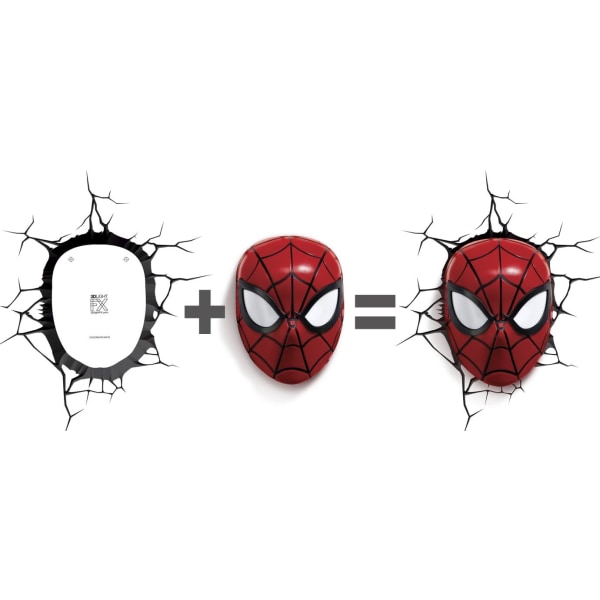 3DLight Marvel Spiderman Mask 3D Deco Light,muovi,punainen