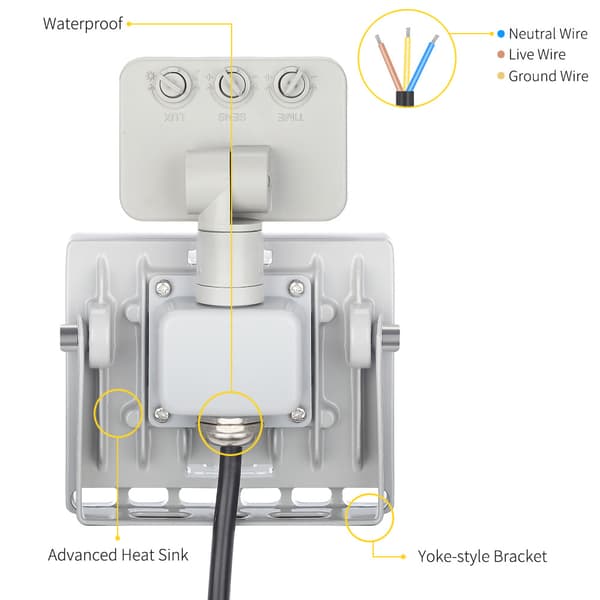 10W Bevegelsessensor LED Flomlys - IP65 Vanntett Sikkerhetslys for Hage