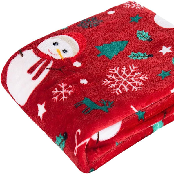 Elegant Comfort Luksuriøs Super Blød Juletrykte Fleece Tæppe - Juletema Hjemmeindretning Fuzzy Varmt og Hyggeligt Tæpper til Vinter Sengetøj, Sofa og G