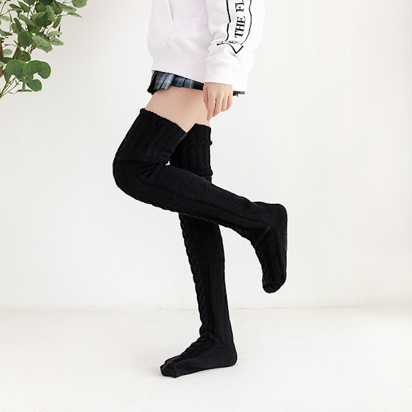 Kvinners Lårhøye Sokker Over Knee Cable Knit Boot Sokker, Lon