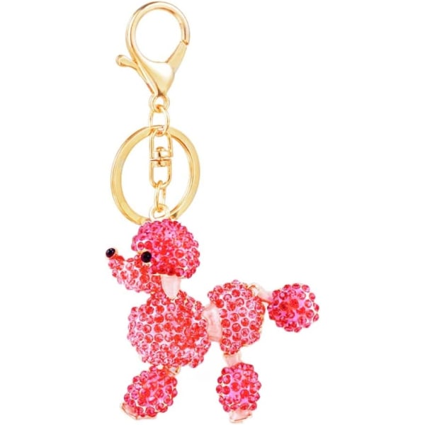 Koiran villakoira avaimenperä strassit kukkaro laukku riipus avaimenperä lahja (vaaleanpunainen)