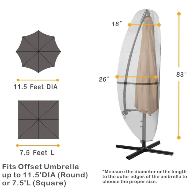 600D Vattentät Utomhus Offset Banan Stil Paraplyskydd - Passar Cantilever