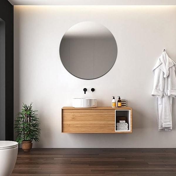 Akryl Runde Speil Ikke Glass Runde Speilplate Selvklebende Runde Speil Veggklistremerker for Hjem Stue Soverom Innredning Tykkelse 2,5 mm (30 *
