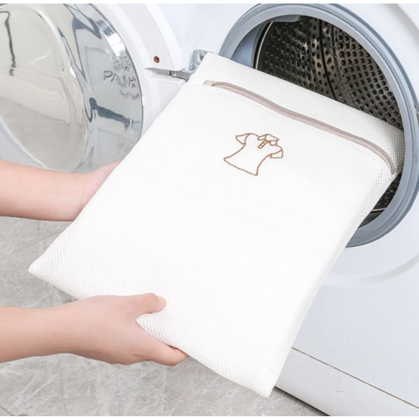 Sett med 6 mesh vaskeposer, mesh vaskeposer, beige