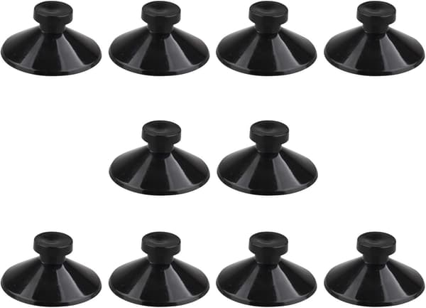 10-pack gummikoppar för akvarium, svart, 25 mm