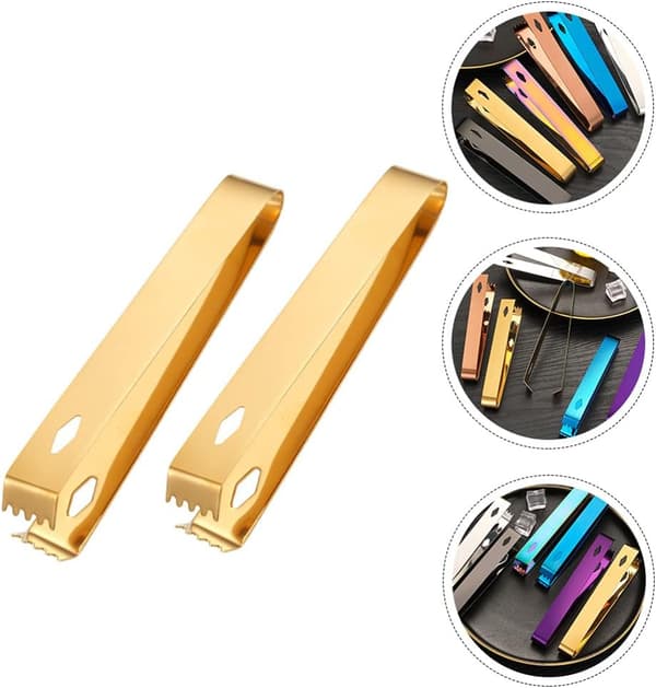 2 stk. Guld Istand 2 stk. Serveringstang Rustfrit Stål Appetizer Tang Su