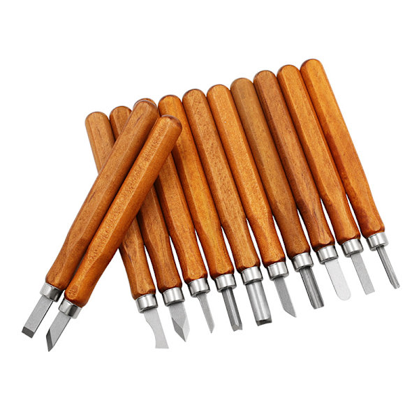 Wood Chisels, Handcrafted Wood Carving Tool Wood Craft Carving, Handmade for DIY Sculpture Wax Handle Ceramic Carving - 12 Pieces