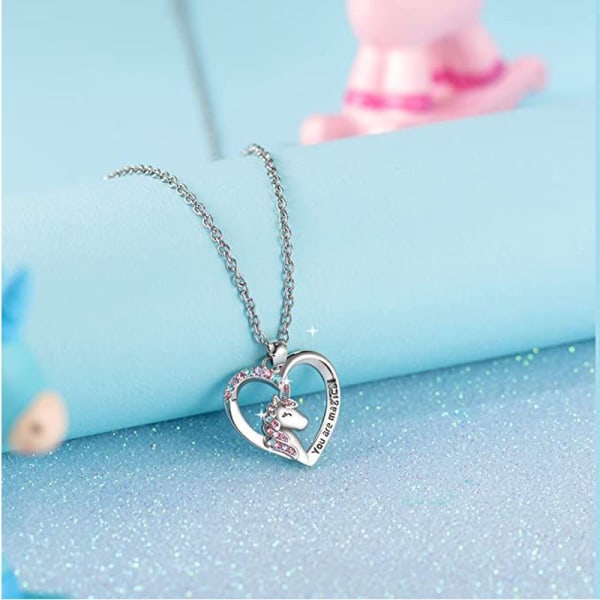 enhörning hjärta hänge kedja halsband barn barn flicka smycken present