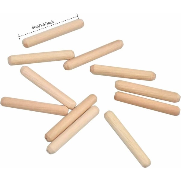 100-pakks rillede treplugger Koniske treplugger Twill End Birch Dowels Møbelplugg for hobbyister og DIY-trefremstilling 6mm x 40mm