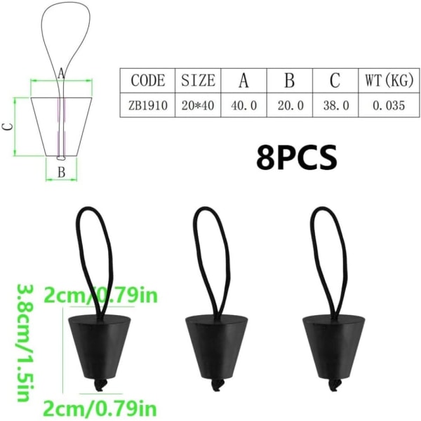 Kajakk dreneringsplugg, silikon kajakk synkep plugg, båt kano dreneringshull, stopper