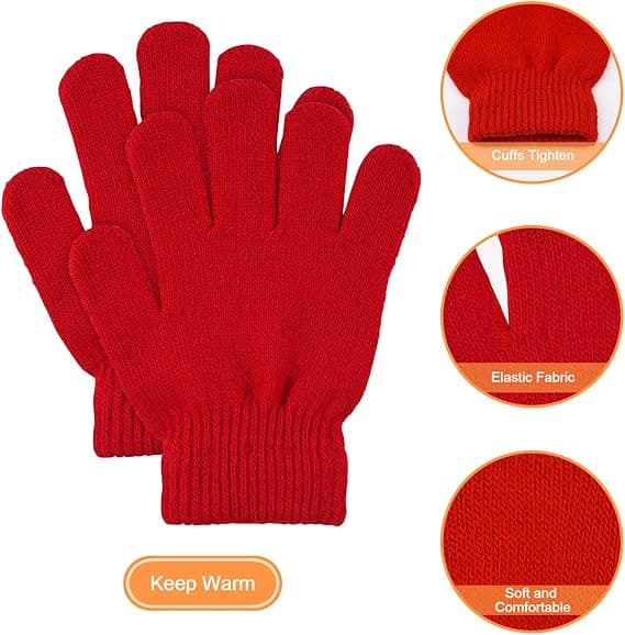 4 par vinterhansker for barn, strikkede hansker for barn, varme, elastiske, strikkede