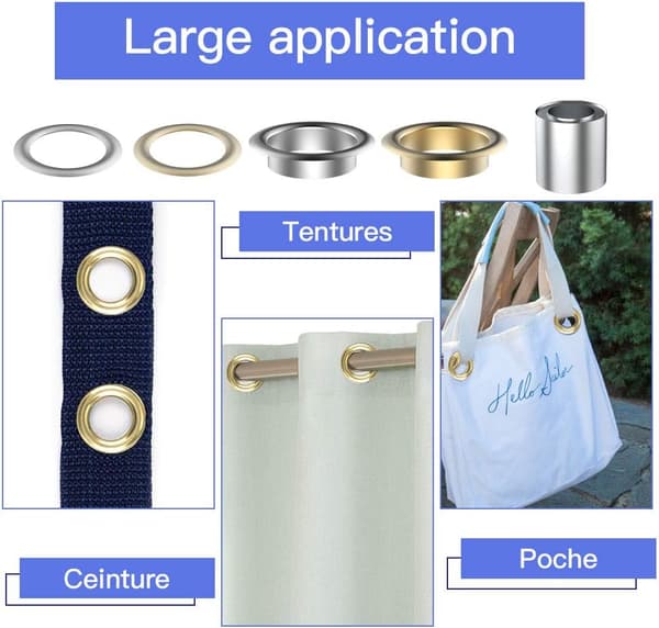 Grommet-kit 100 set Grommets Öglor Kit för läder, canvas, tält, markis