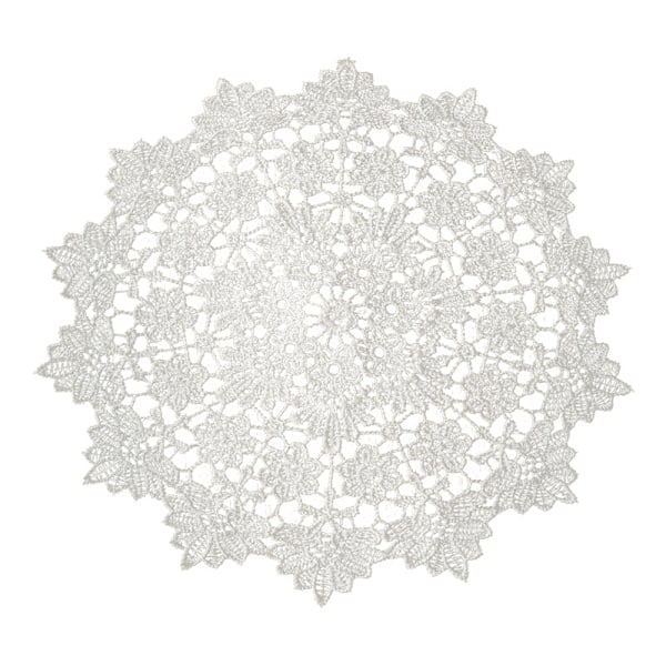 Rund spetsbordstablett, Rund spetsbroderad bordstablett, Julunderlägg, Vit handbroderad bomullsblommig bordstablett, Lämplig för koppar, vaser, te