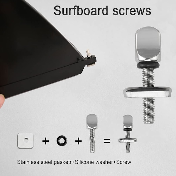4 stk. Surfbrætsskruer Surfbræt Longboard Skruer M4 Surfbræt Fin Skruer Longboard Skruer Surfbræt Fin Skruer til SUP og Paddle Board, 3 * 1,4 cm