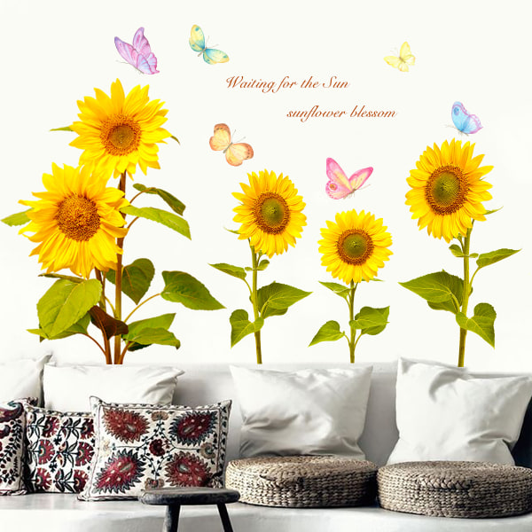 A Set of Sunflowers Butterflies Wall Decals Wall Stickers for Living Rooms