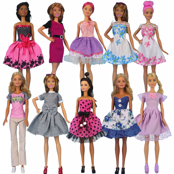 10 stykker 29cm Barbie dukketøj, personligt modetøj