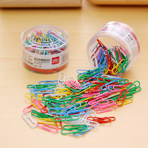 Papirclips, mellemstore farvede papirclips, papirclips i forskellige farver