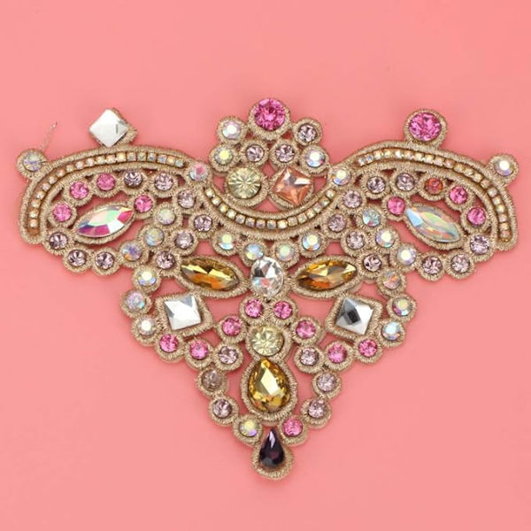 2 st Rhinestone Crystal Applique DIY Sy på Faux Pearl Patch för