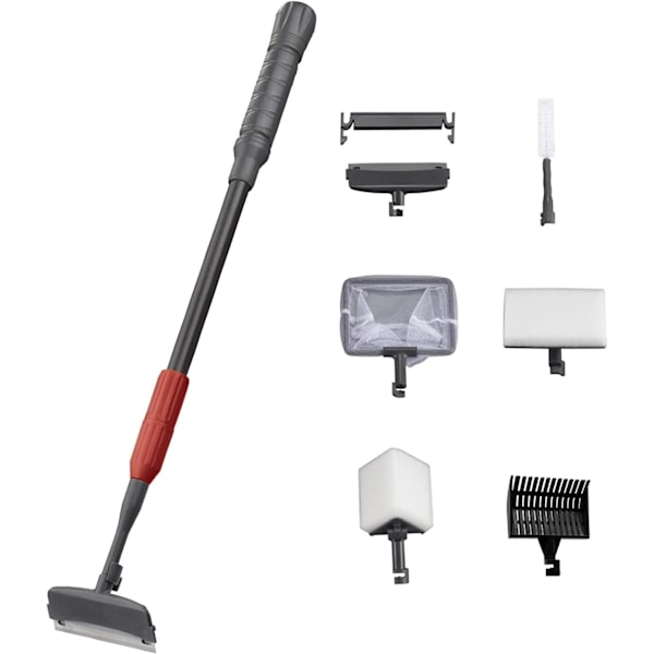 Aquarium Cleaning Tool 6 in 1 Aquarium Cleaning Kit with Fishing Net, Algae Scraper, Gravel Broom, Pipe Brush, Cleaning Sponge